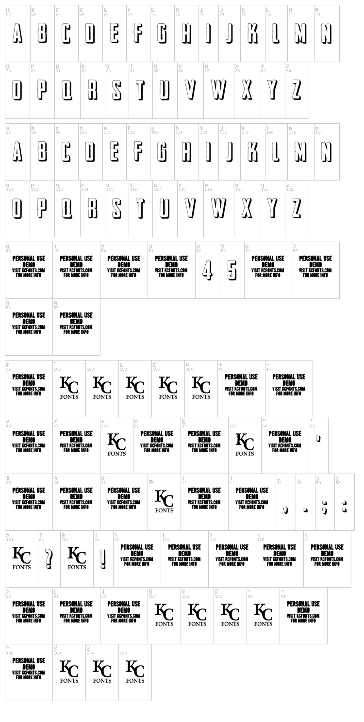 Outliner No.45 font map
